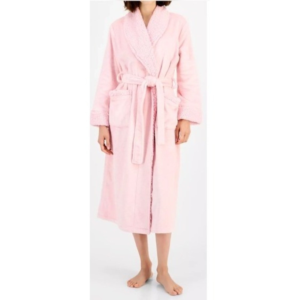 Charter Club Intimates‎ Pink Rose Quartz Supersoft Sherpa Trim Robe XS/S New